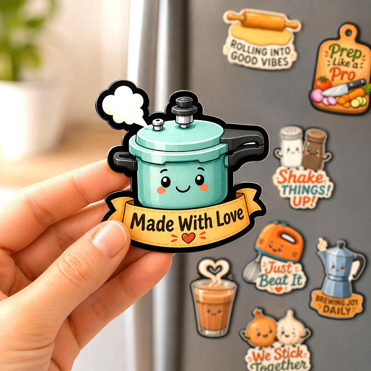 Cute Kitchen Quotes MDF Fridge Magnet Set – Pack of 10