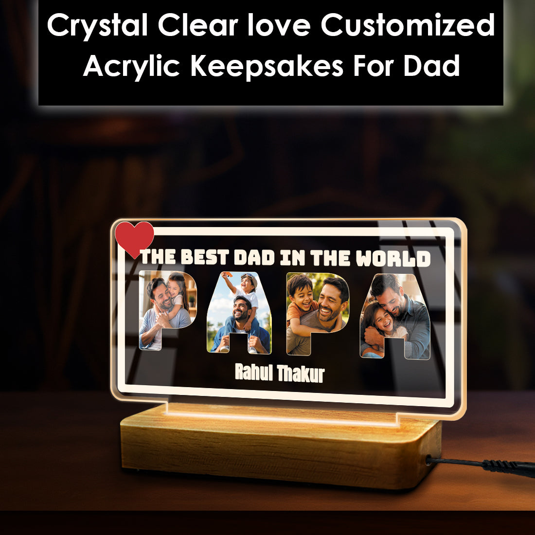 Best Dad in the World Photo Acrylic LED Lamp
