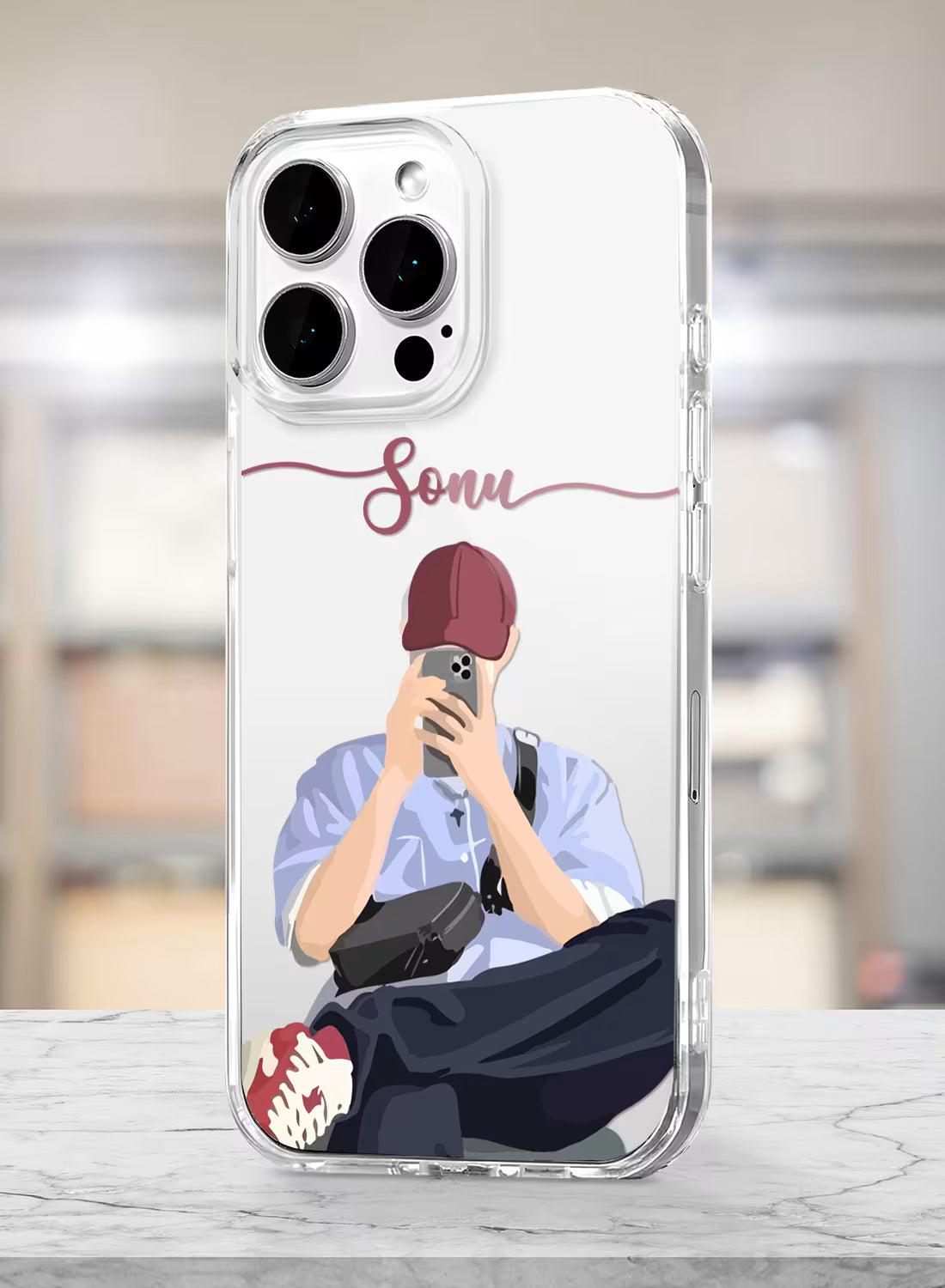 Street Style Selfie Boy Printed Clear Silicone Back Cover