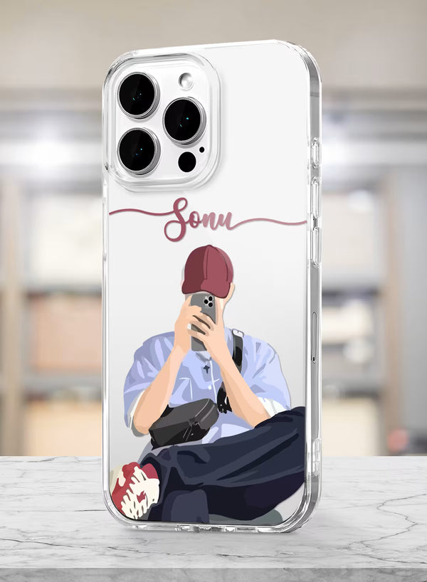 Street Style Selfie Boy Printed Clear Silicone Back Cover