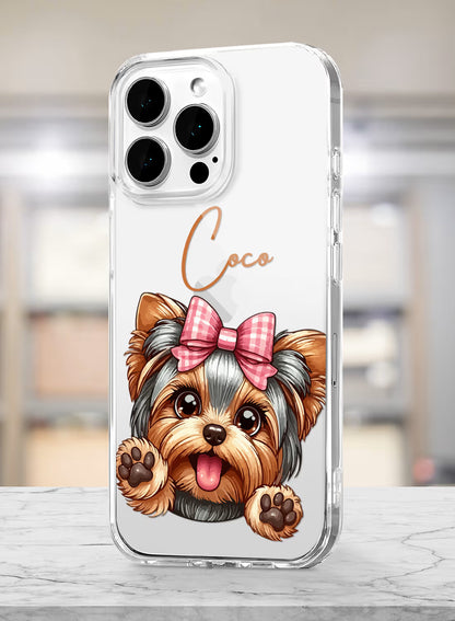 Cute Puppy Dog Printed Clear Silicone Back Cover