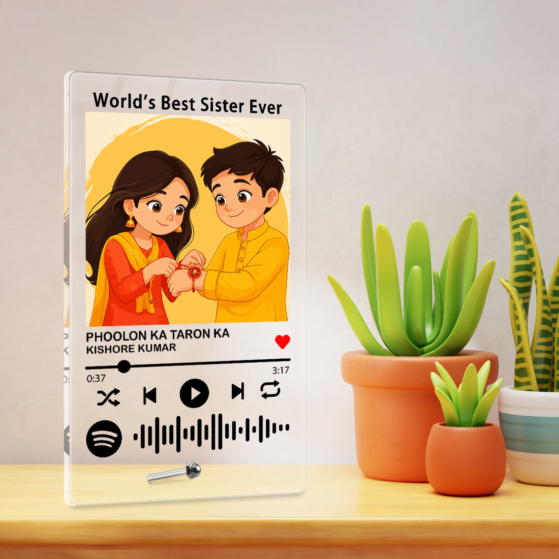 Black theme custom Spotify acrylic music plaque – Rakhi gift for sister