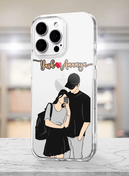 Aesthetic Selfie Couple Printed Clear Silicone Back Cover