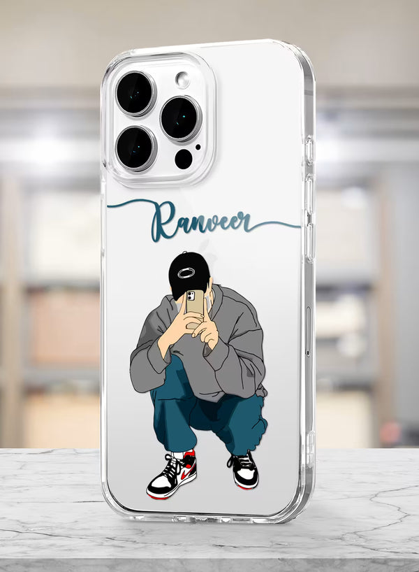 Streetwear Selfie Boy Printed Clear Silicone Back Cover