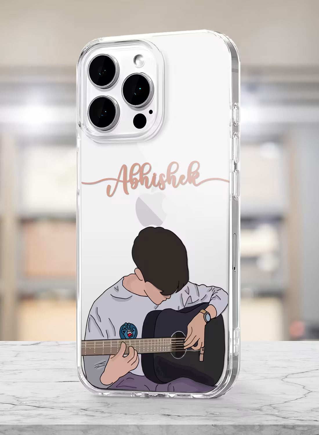 Acoustic Guitar Boy Printed Clear Silicone Back Cover