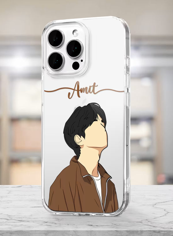 Man in Brown Jacket Printed Clear Silicone Back Cover