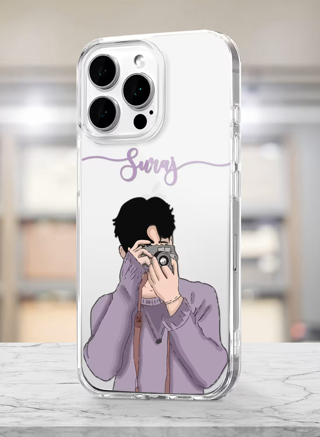 Photographer Boy Printed Clear Silicone Back Cover