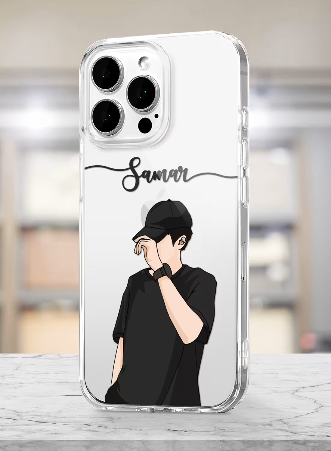 Aesthetic Boy in Cap Printed Clear Silicone Back Cover