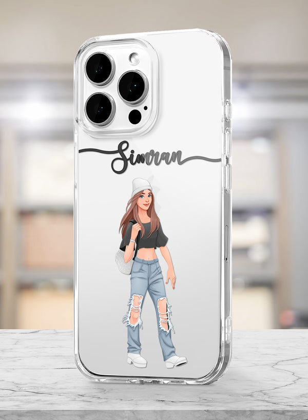 Fashion Girl Custom Name Mobile Cover