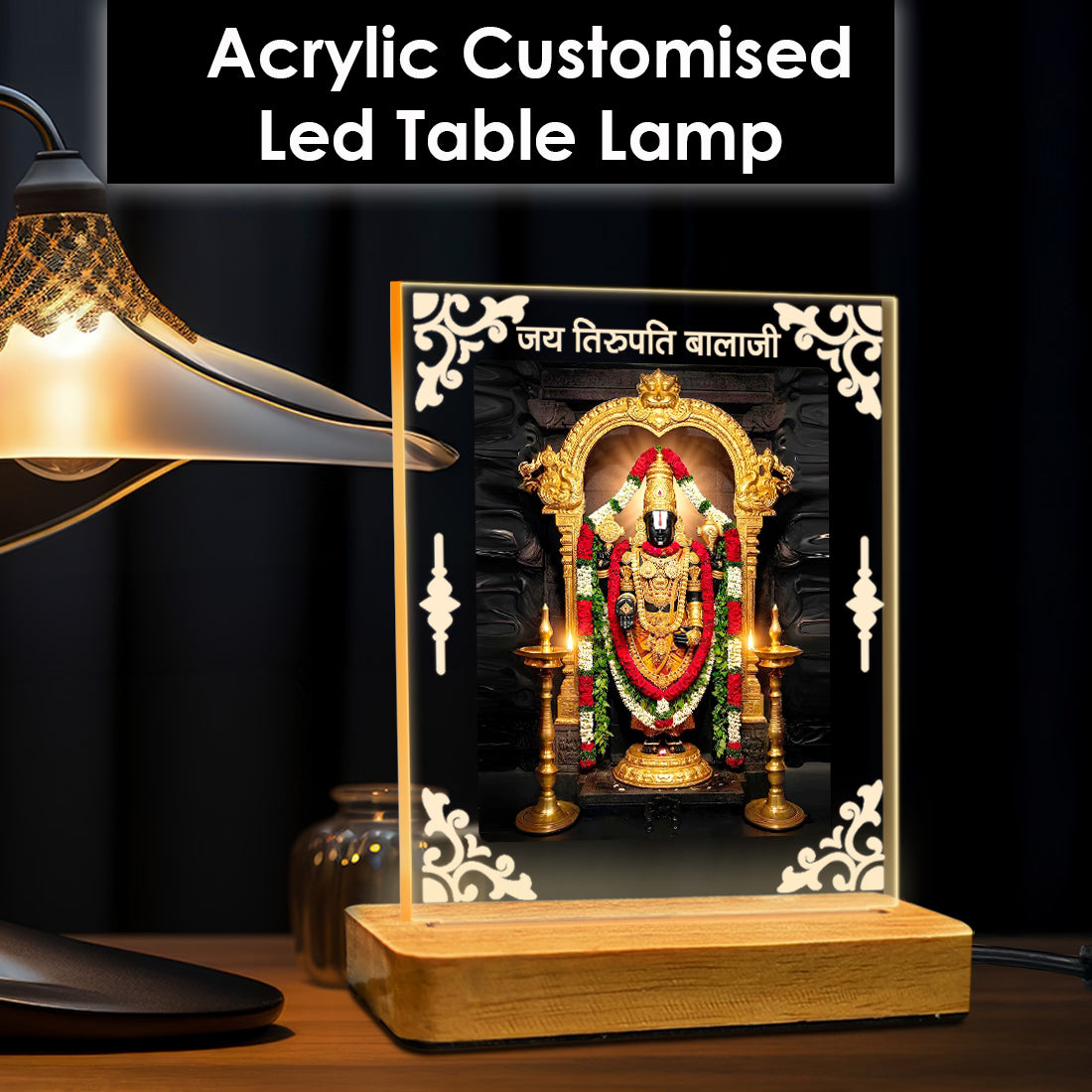 Buy Online Fashionury Acrylic Spiritual Lamp Tirupati Balaji Acrylic Led Lamp - Wooden Stand D1