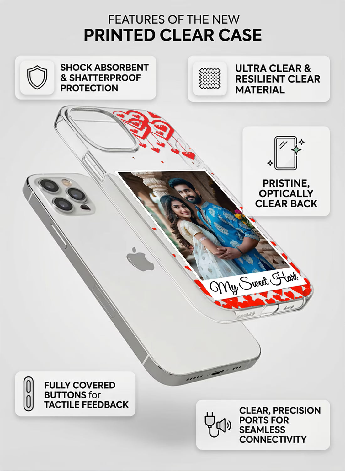 Mint Pink Doodle Heart Custom Photo Silicone Mobile Cover