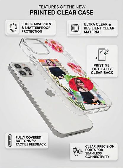 Pink Floral Stamp Dual Photo Custom Silicone Mobile Cover