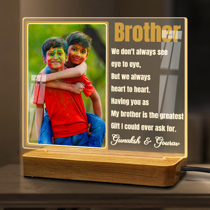 Custom Brother Acrylic LED Lamp Wooden Base