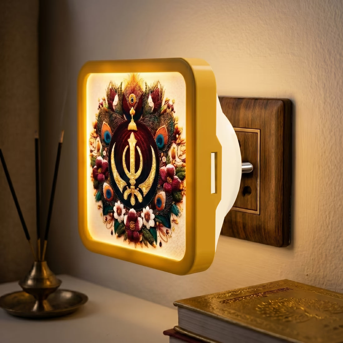 Khalsa ji plug-in LED night lamp for spiritual room decor