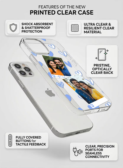 Blue Doodle Heart Dual Photo Custom Silicone Mobile Cover
