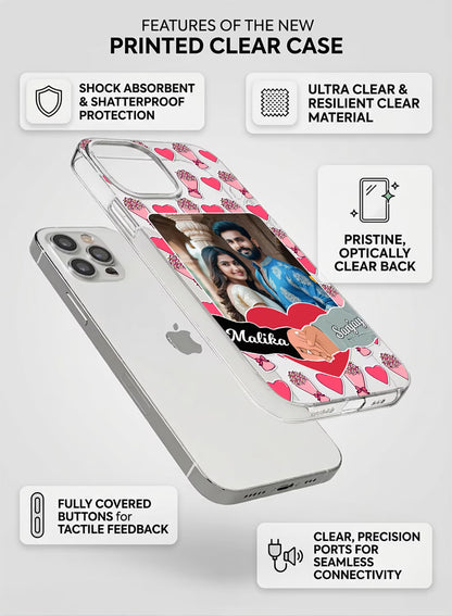 Pink Heart Bouquet Couple Photo Silicone Mobile Cover