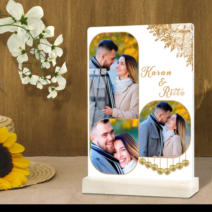 Custom 3 Photo Couple Acrylic Tabletop Frame