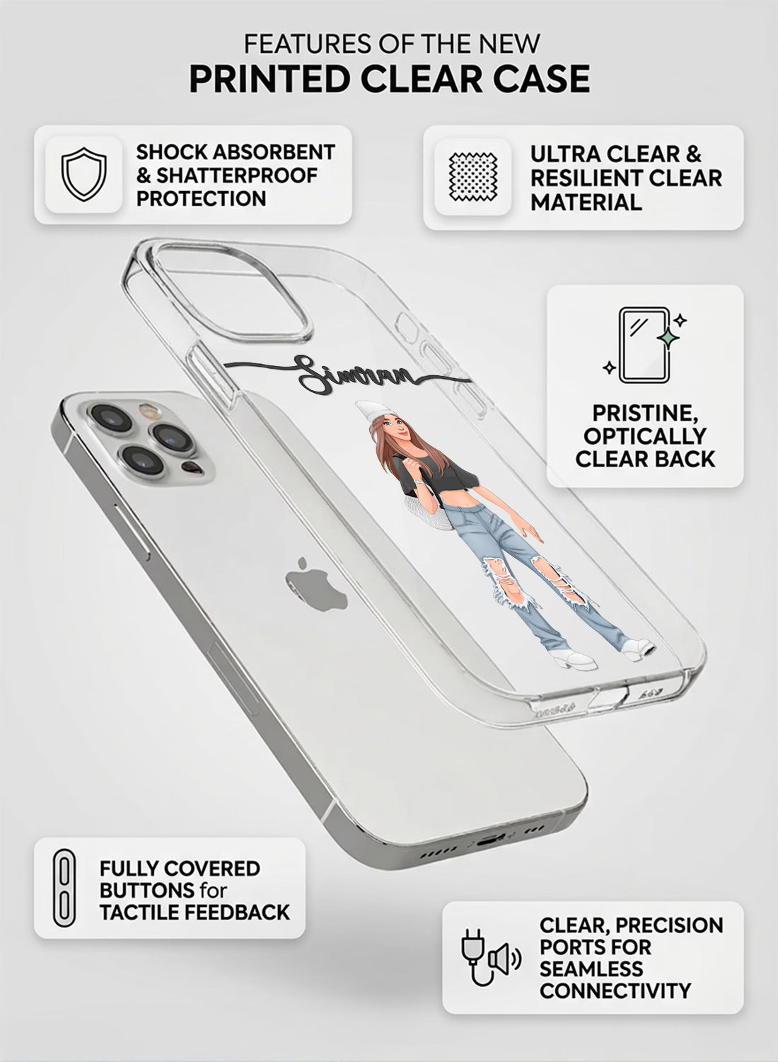 Fashion Girl custom name mobile cover with trendy aesthetic illustration for all models