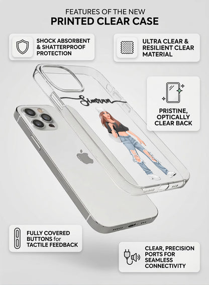Fashion Girl custom name mobile cover with trendy aesthetic illustration for all models