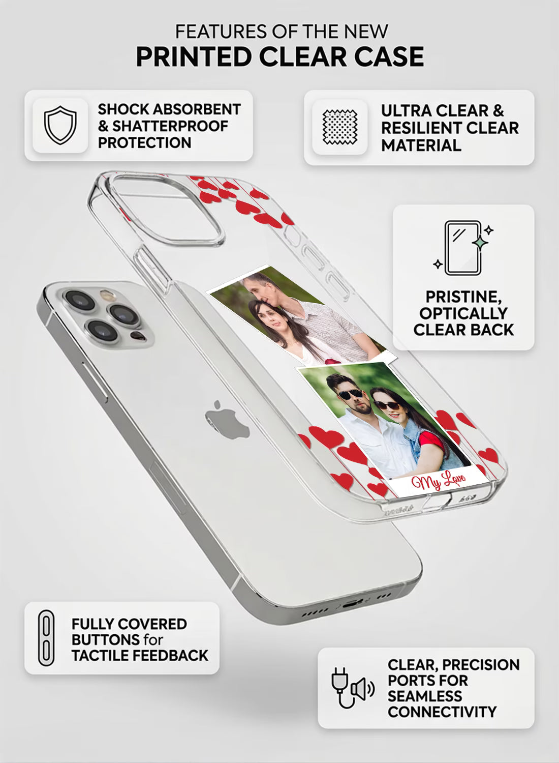 My Love 2 Photo Polaroid Clear Silicone Phone Cover