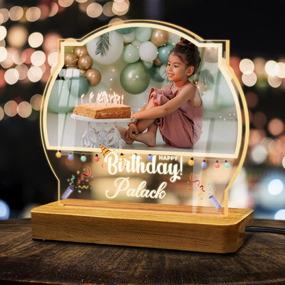 Custom Birthday Photo & Name Acrylic LED Lamp | Fashionury