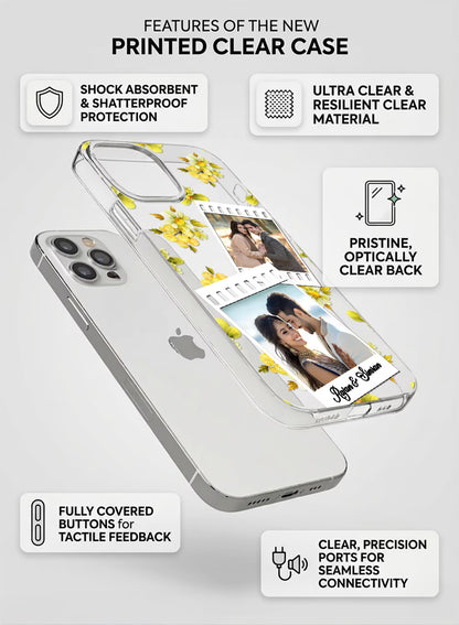 Yellow Floral Film Roll Dual Photo & Name TPU Cover