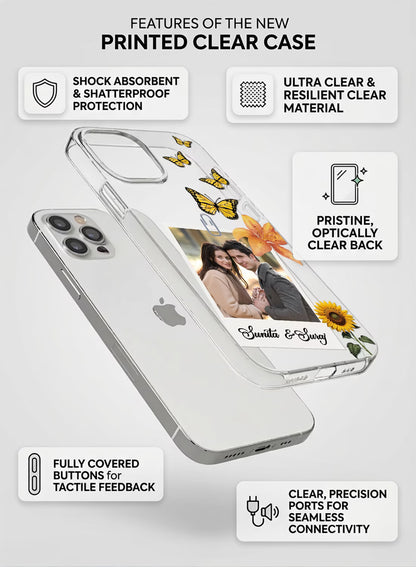 Butterfly Sunflower Custom Photo & Name Silicone Mobile Cover