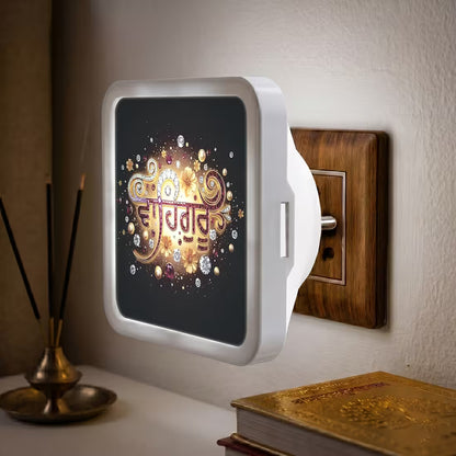 Side View of Waheguru ji divine LED Plug-in Lamp for Spiritual Home decor