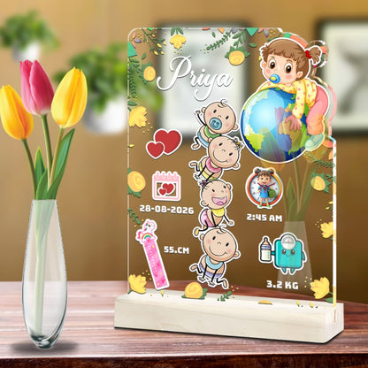 Custom Baby Girl Birth Stats Acrylic Frame