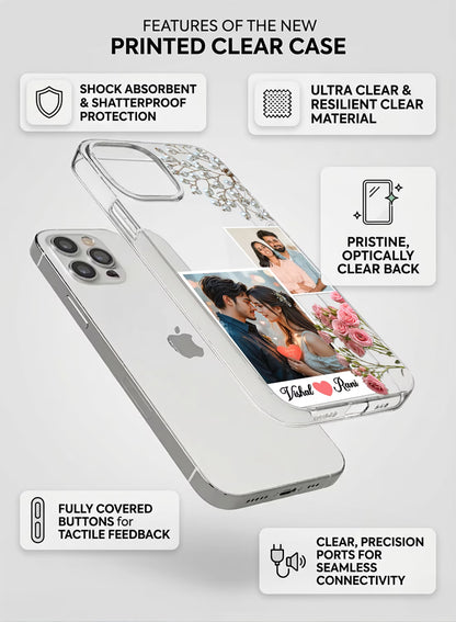 Pearl Rose Dual Photo & Couple Name Custom Silicone Cover