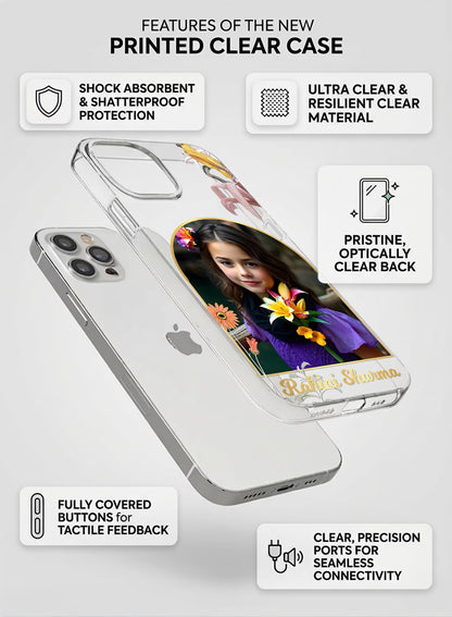 Custom Photo Name Floral Arch Clear Silicone Phone Cover