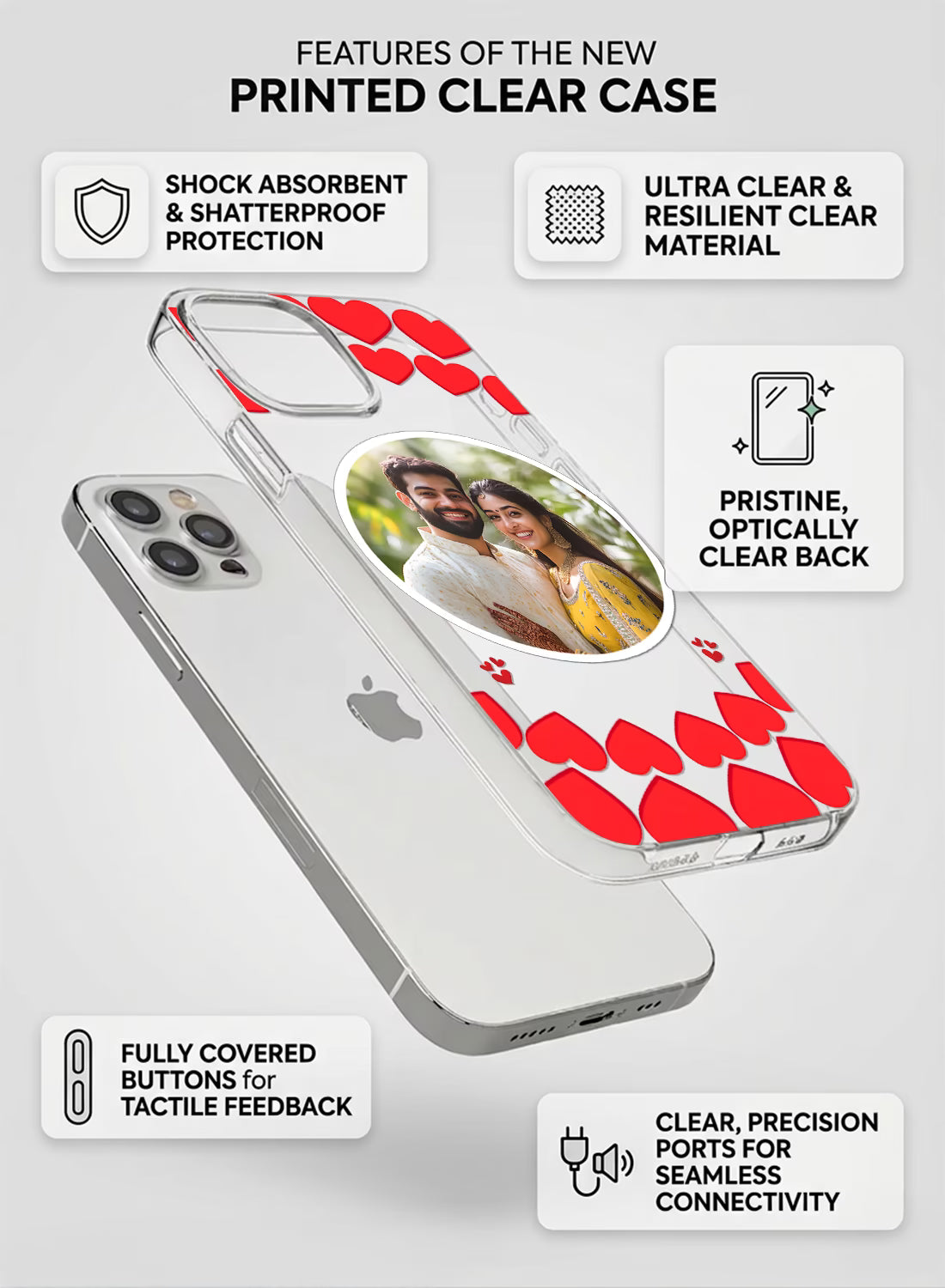 Red Heart Shower Circle Photo Custom Silicone Mobile Cover