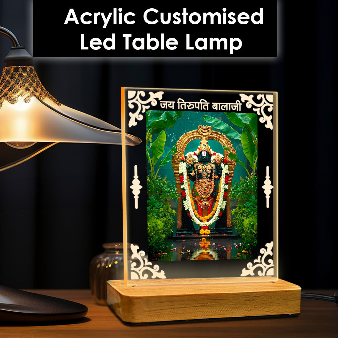 Buy Online Fashionury Acrylic Spiritual Lamp Lord Venkateshwara Acrylic Led Lamp - Wooden Stand D2