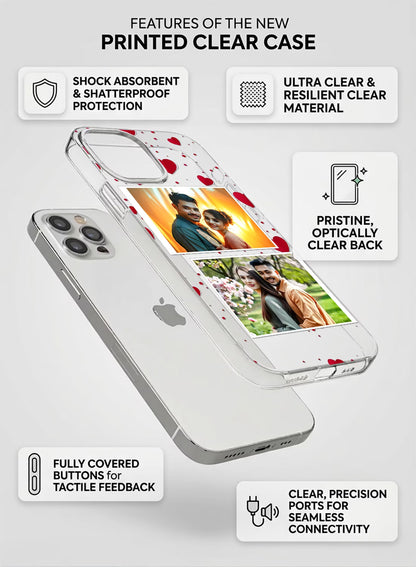 Red Heart Confetti Dual Photo Custom Silicone Mobile Cover