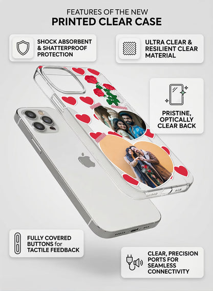 Custom Heart & Rose Design Silicone Mobile Cover