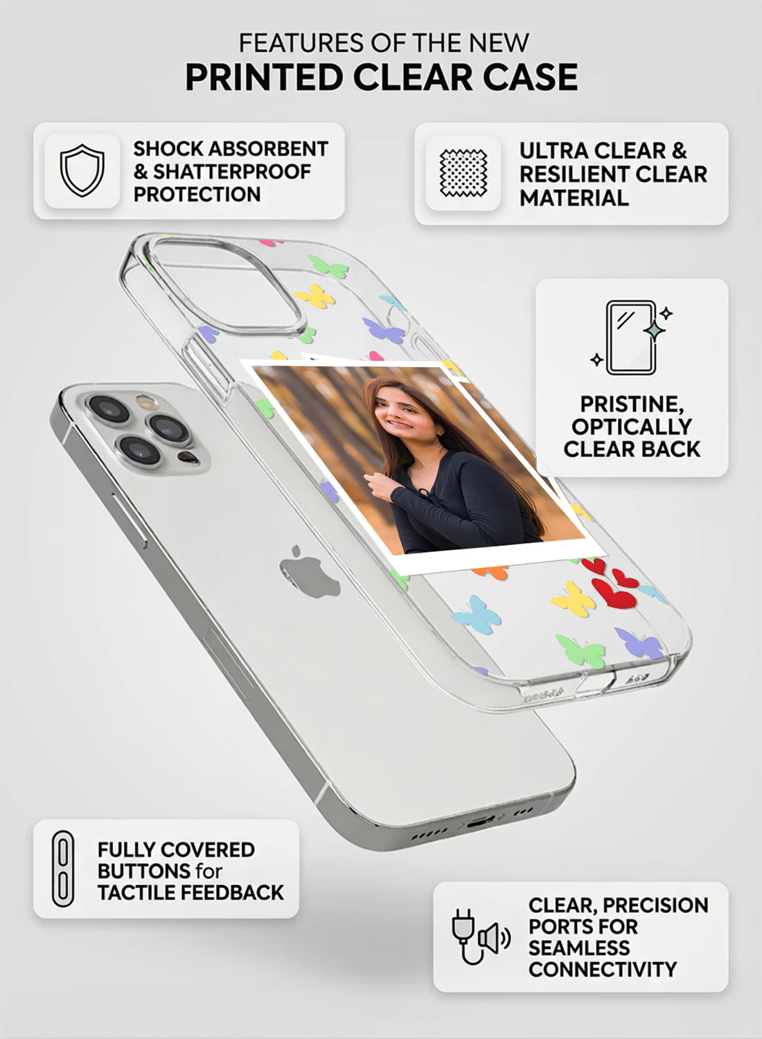 Colourful Butterfly Heart Custom Photo Silicone Mobile Cover