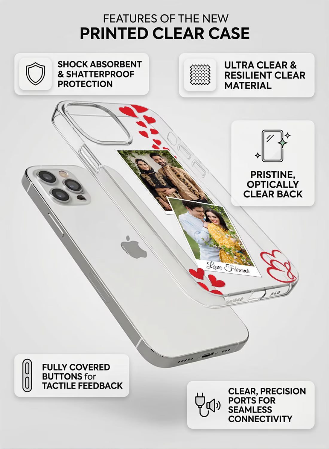 Love Forever Dual Photo Custom Silicone Mobile Cover