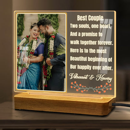 Custom Best Couple Acrylic LED Lamp Wooden Base