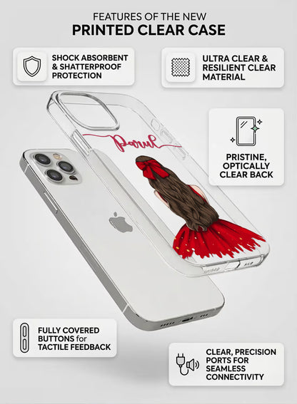 Red Dress Girl Printed Clear Silicone Back Cover