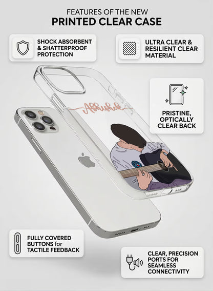 Acoustic Guitar Boy Printed Clear Silicone Back Cover