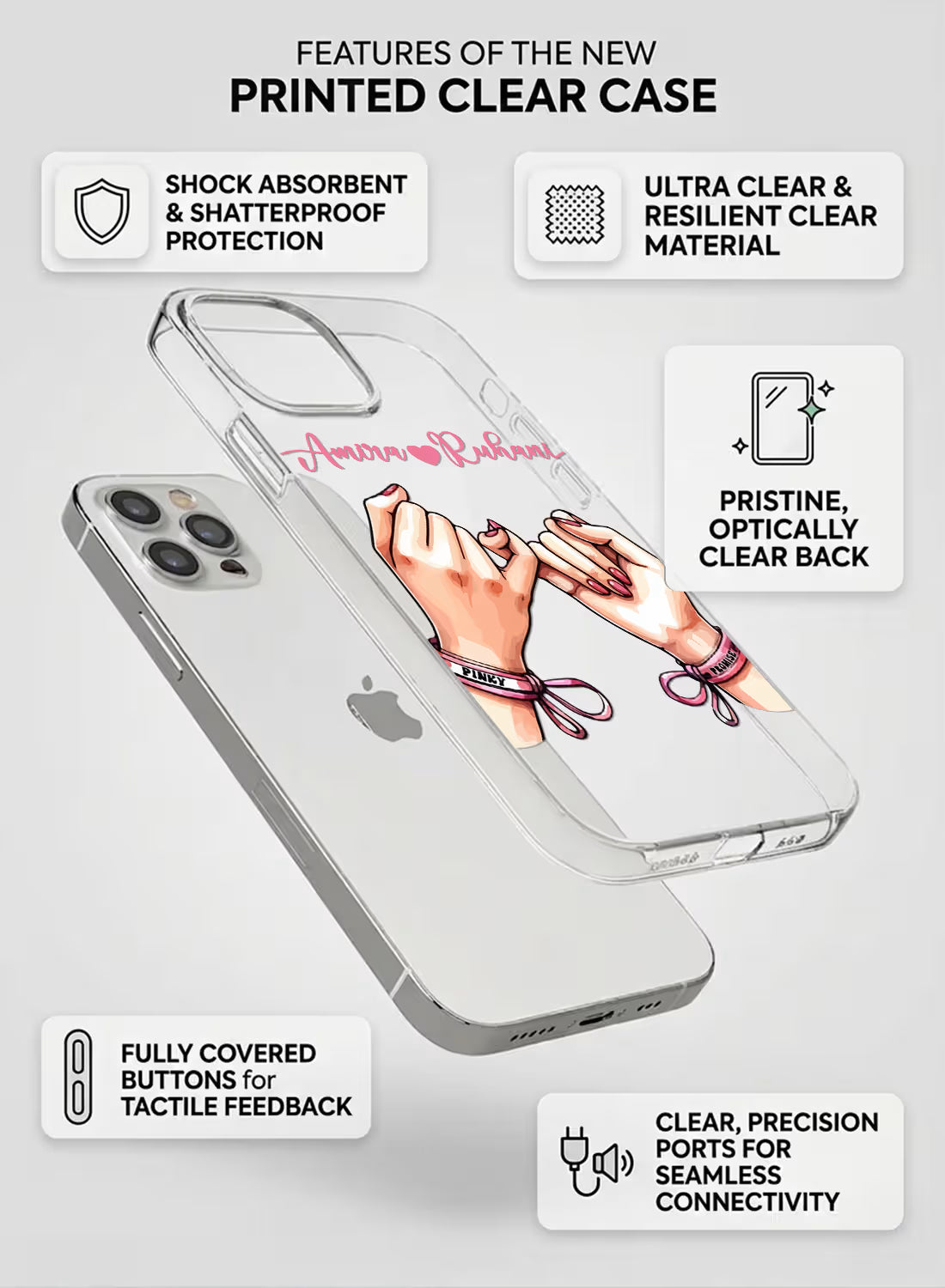 Pinky Promise Hands Printed Clear Silicone Back Cover