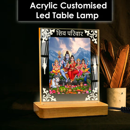 Buy Online Fashionury Acrylic Spiritual Lamp Shiv Parivar Acrylic Led Lamp - Wooden Stand-D2
