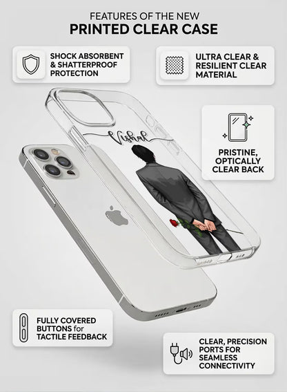 Man with Red Rose Printed Clear Silicone Back Cover