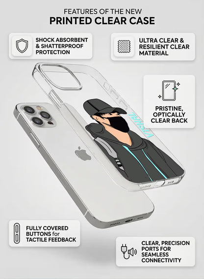 Masked Boy in Hoodie Printed Clear Silicone Back Cover