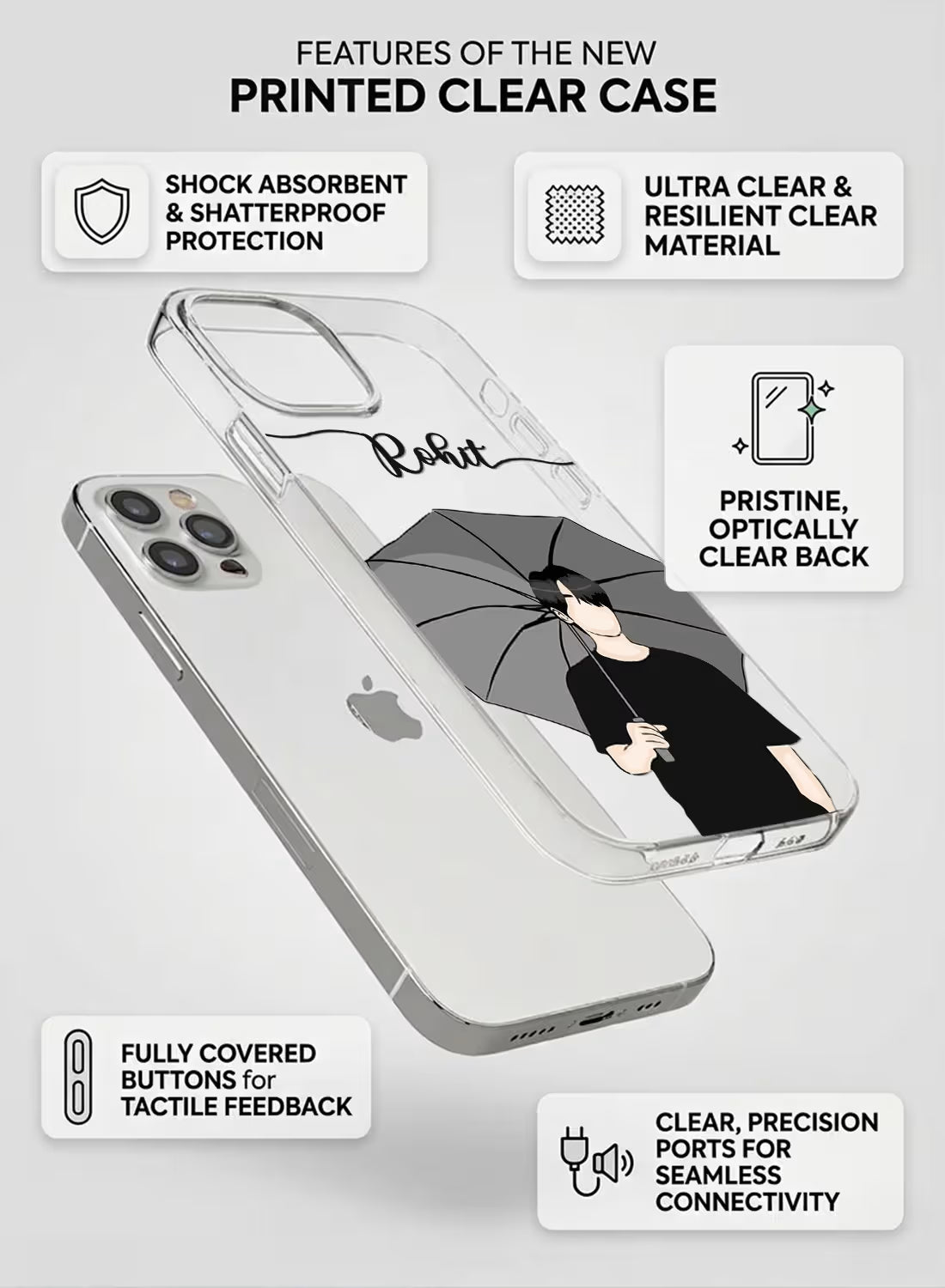 Aesthetic Umbrella Boy Printed Clear Silicone Back Cover