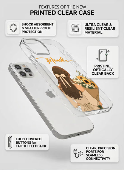 Sunflower Bouquet Girl Printed Clear Silicone Back Cover