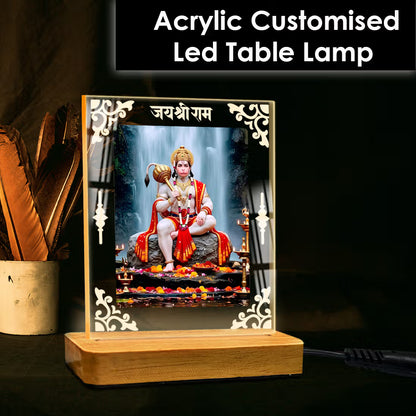 Buy Online Fashionury Acrylic Spiritual Lamp Hanuman Ji Acrylic Led Lamp - Wooden Stand-D5