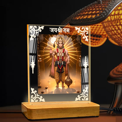 Buy Online Fashionury Acrylic Spiritual Lamp Hanuman Ji Acrylic Led Lamp - Wooden Stand-D1