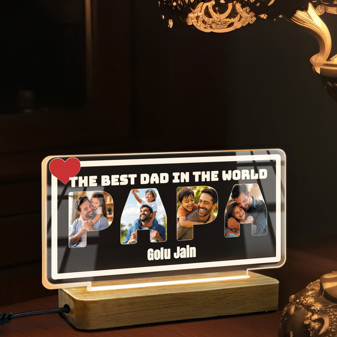 Best Dad in the World Photo Acrylic LED Lamp