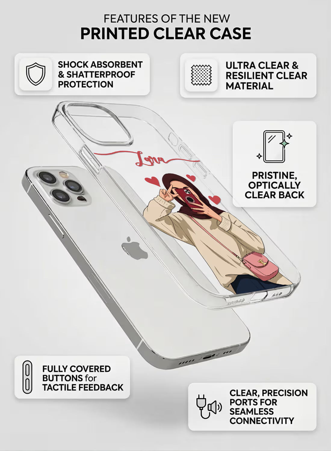 Hijab Girl Selfie Printed Clear Silicone Back Cover